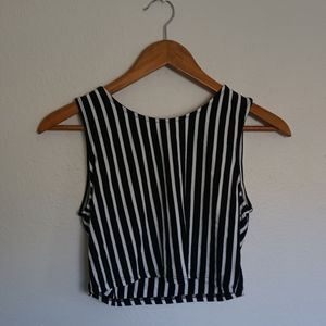 Black & White Striped Crop Top
